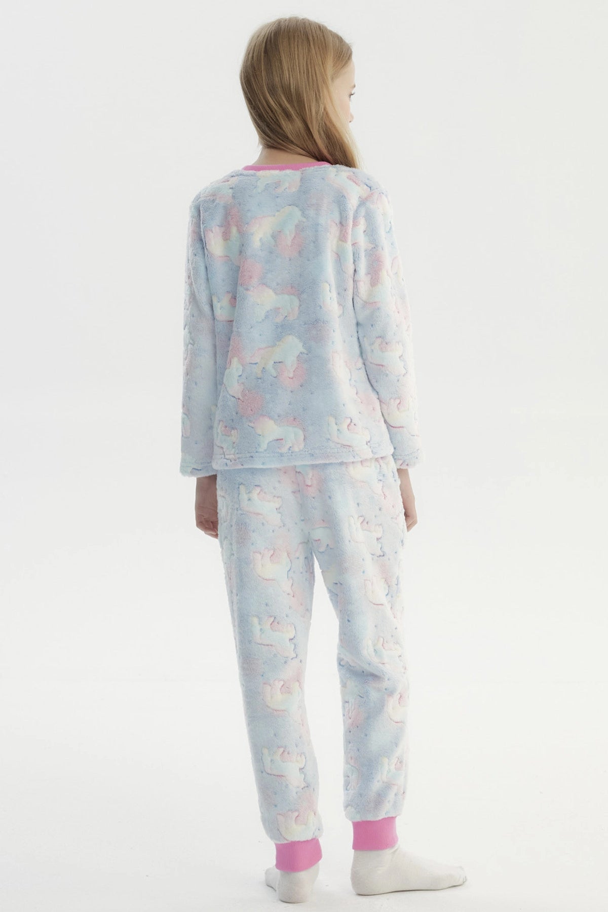 Pijama Niña Polera Y Pantalón Luminoso Fucsia