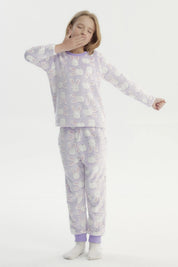 Pijama Niña Polera Y Pantalón Luminoso Lila