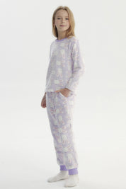 Pijama Niña Polera Y Pantalón Luminoso Lila