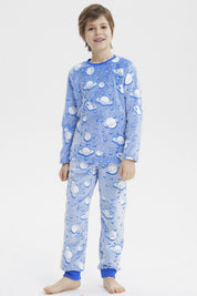 Pijama Niño Polera Y Pantalón Luminoso Azul