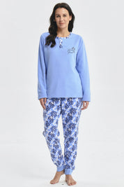 Pijama Mujer Pijama Polera Y Pantalón Celeste