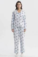 Pijama Mujer Cuello V Celeste
