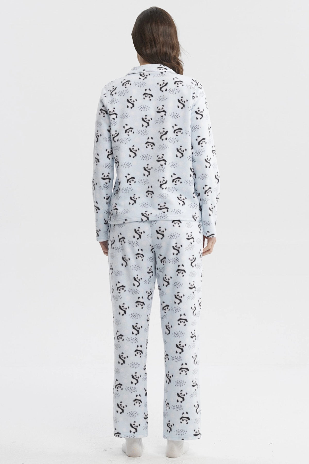 Pijama Mujer Cuello V Celeste