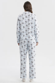 Pijama Mujer Cuello V Celeste
