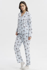 Pijama Mujer Cuello V Celeste