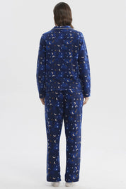Pijama Mujer Cuello V Azul