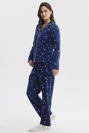Pijama Mujer Cuello V Azul