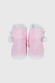 Pantufla Mujer Botita Pom Rosado