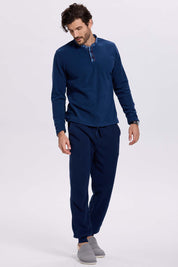 Pijama Hombre Polar Escoces Azul