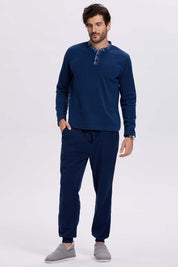 Pijama Hombre Polar Escoces Azul