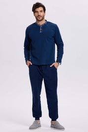 Pijama Hombre Polar Escoces Azul