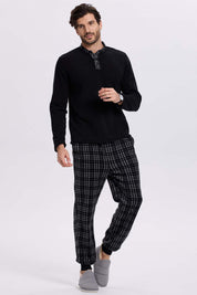 Pijama Hombre Polar Escoces Negro
