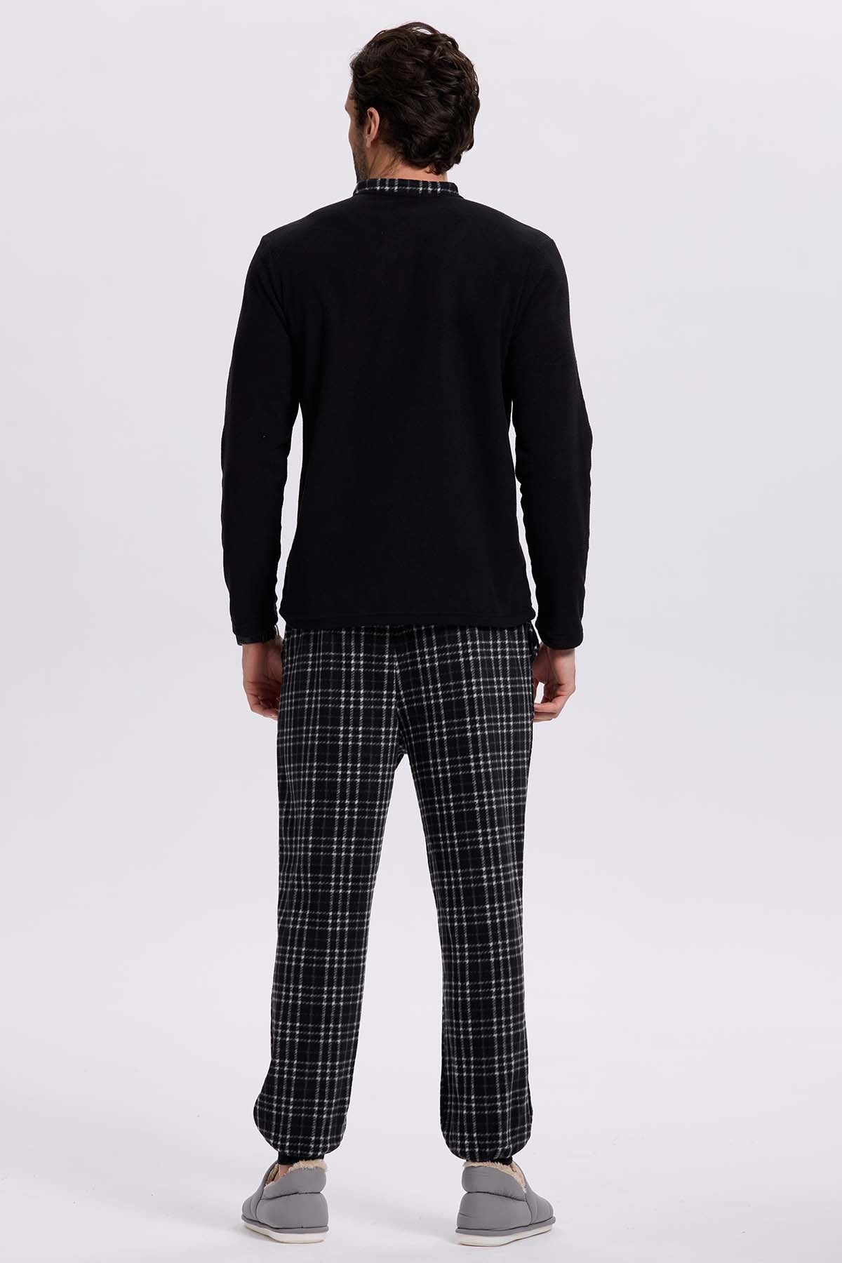 Pijama Hombre Polar Escoces Negro