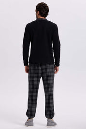 Pijama Hombre Polar Escoces Negro