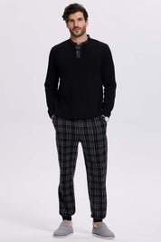 Pijama Hombre Polar Escoces Negro