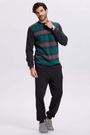 Pijama Hombre Polar Rayas Marengo