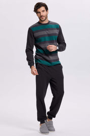 Pijama Hombre Polar Rayas Marengo