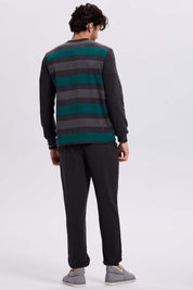 Pijama Hombre Polar Rayas Marengo