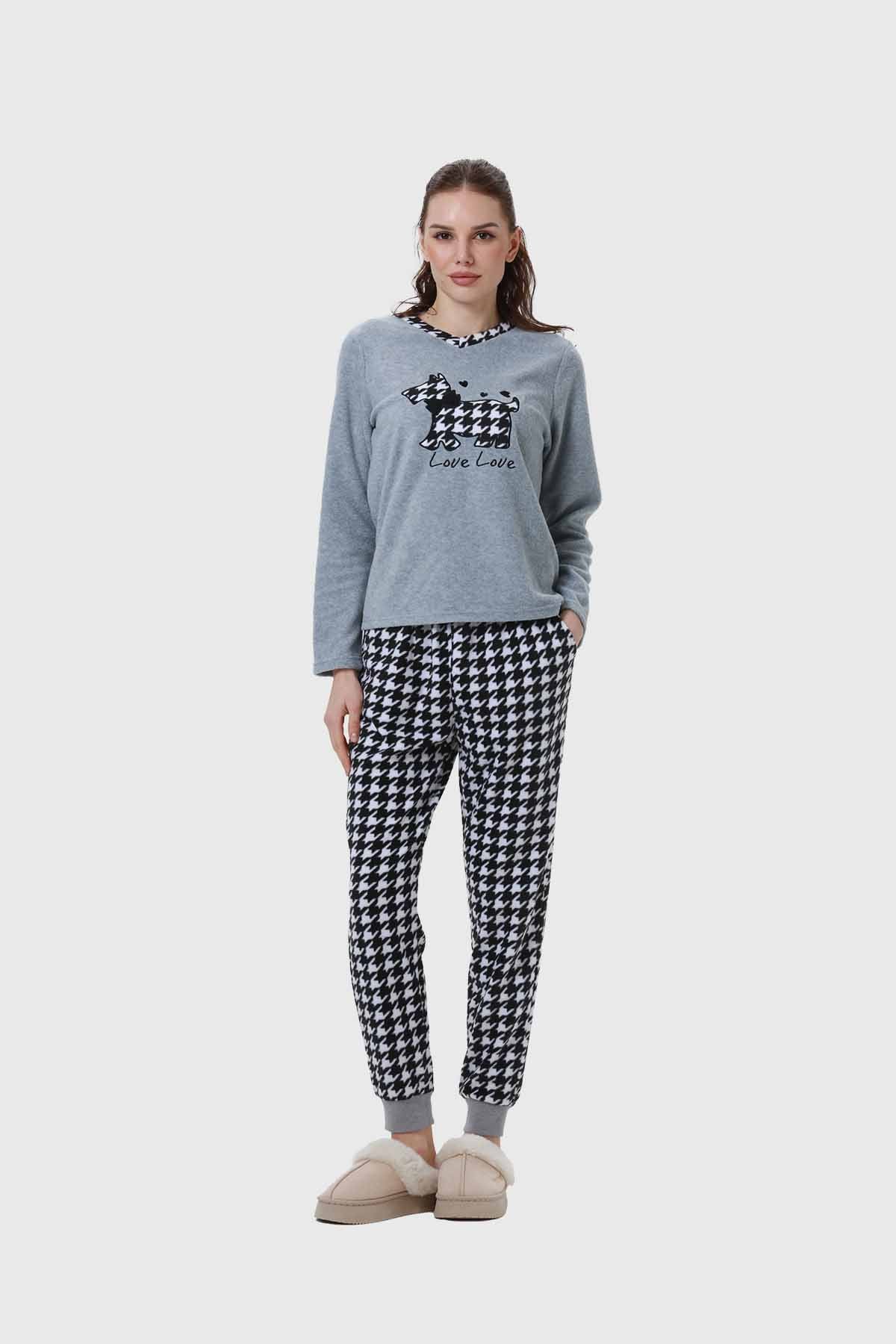 Pijama Mujer Estampado Gris