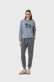 Pijama Mujer Estampado Gris