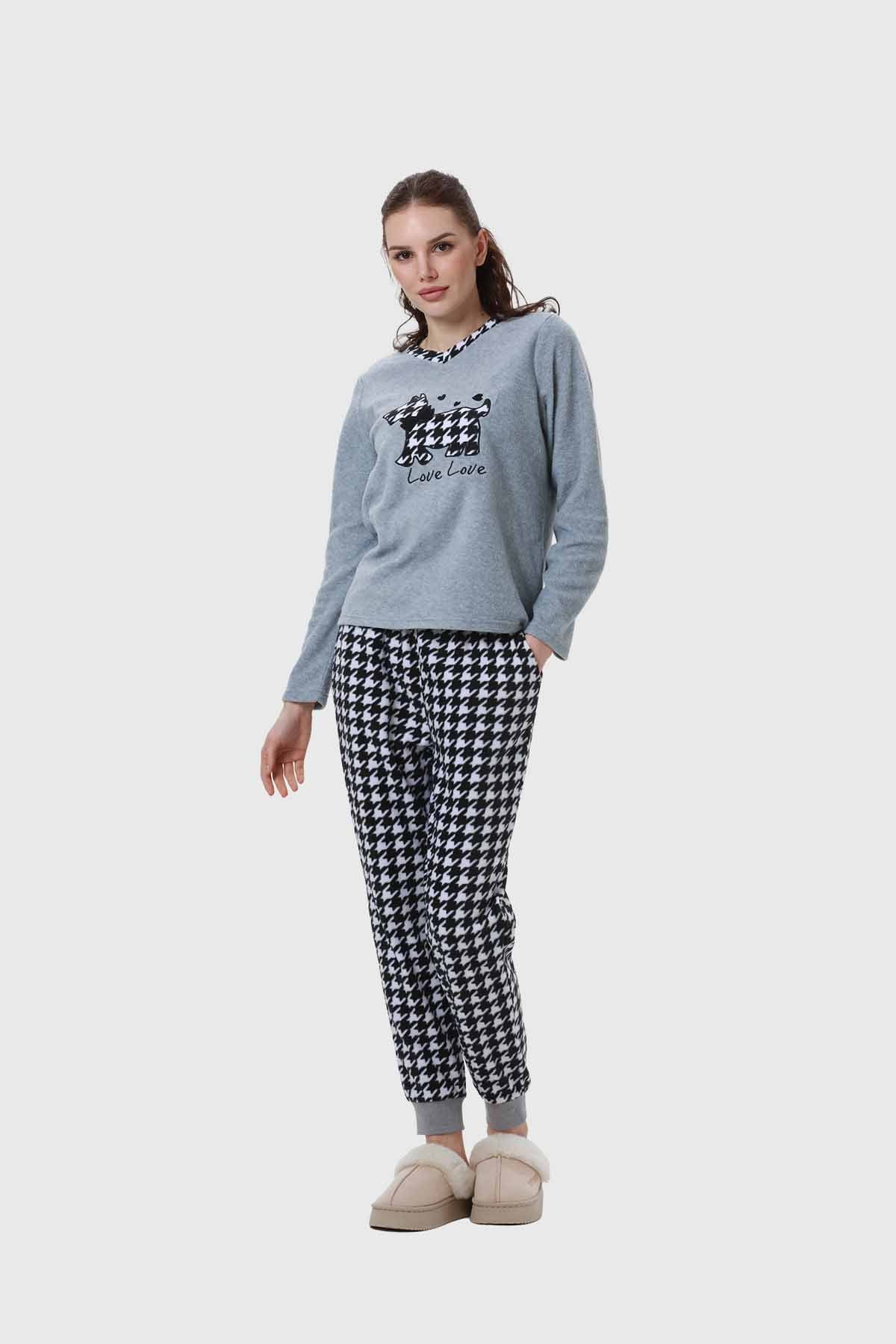 Pijama Mujer Estampado Gris