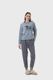 Pijama Mujer Estampado Gris