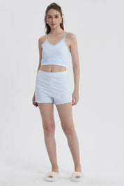 Pijama Mujer Crop Celeste