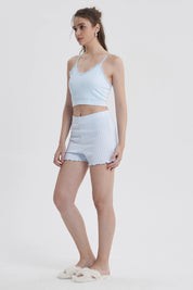 Pijama Mujer Crop Celeste