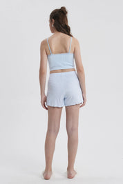 Pijama Mujer Crop Celeste