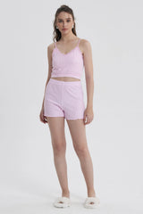 Pijama Mujer Crop Rosado