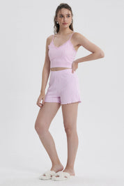 Pijama Mujer Crop Rosado
