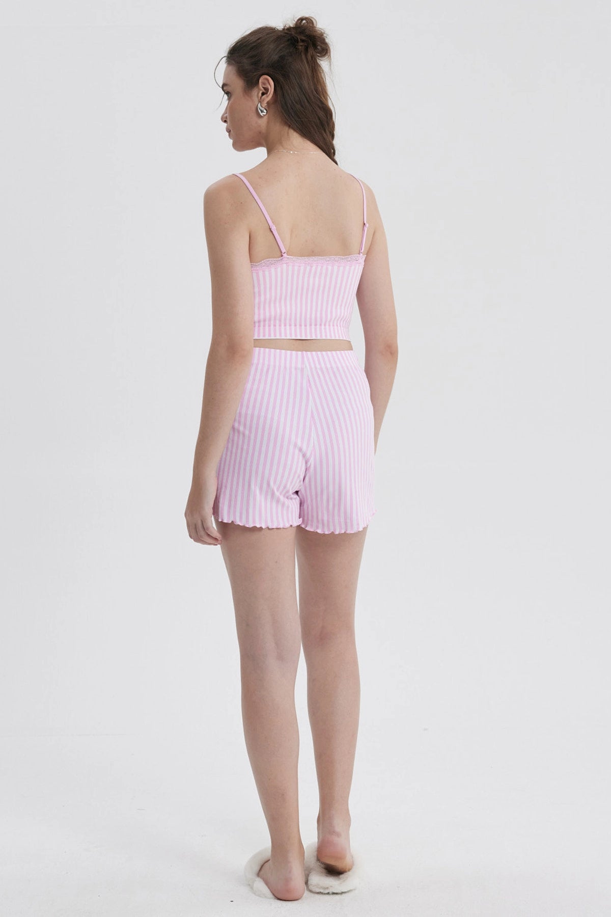 Pijama Mujer Crop Rosado