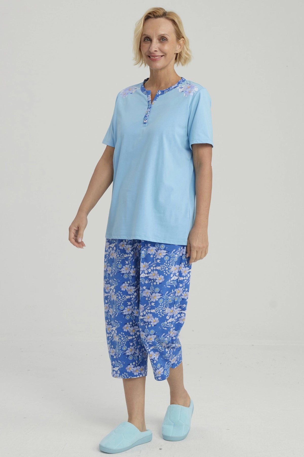 Pijama Mujer Full Print Celeste