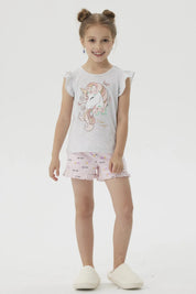 Pijama Niña Short Print Gris Melange