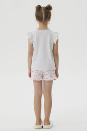 Pijama Niña Short Print Gris Melange