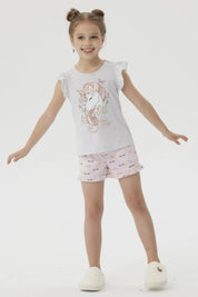 Pijama Niña Short Print Gris Melange