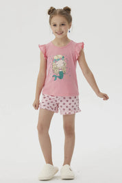 Pijama Niña Short Print Rosado