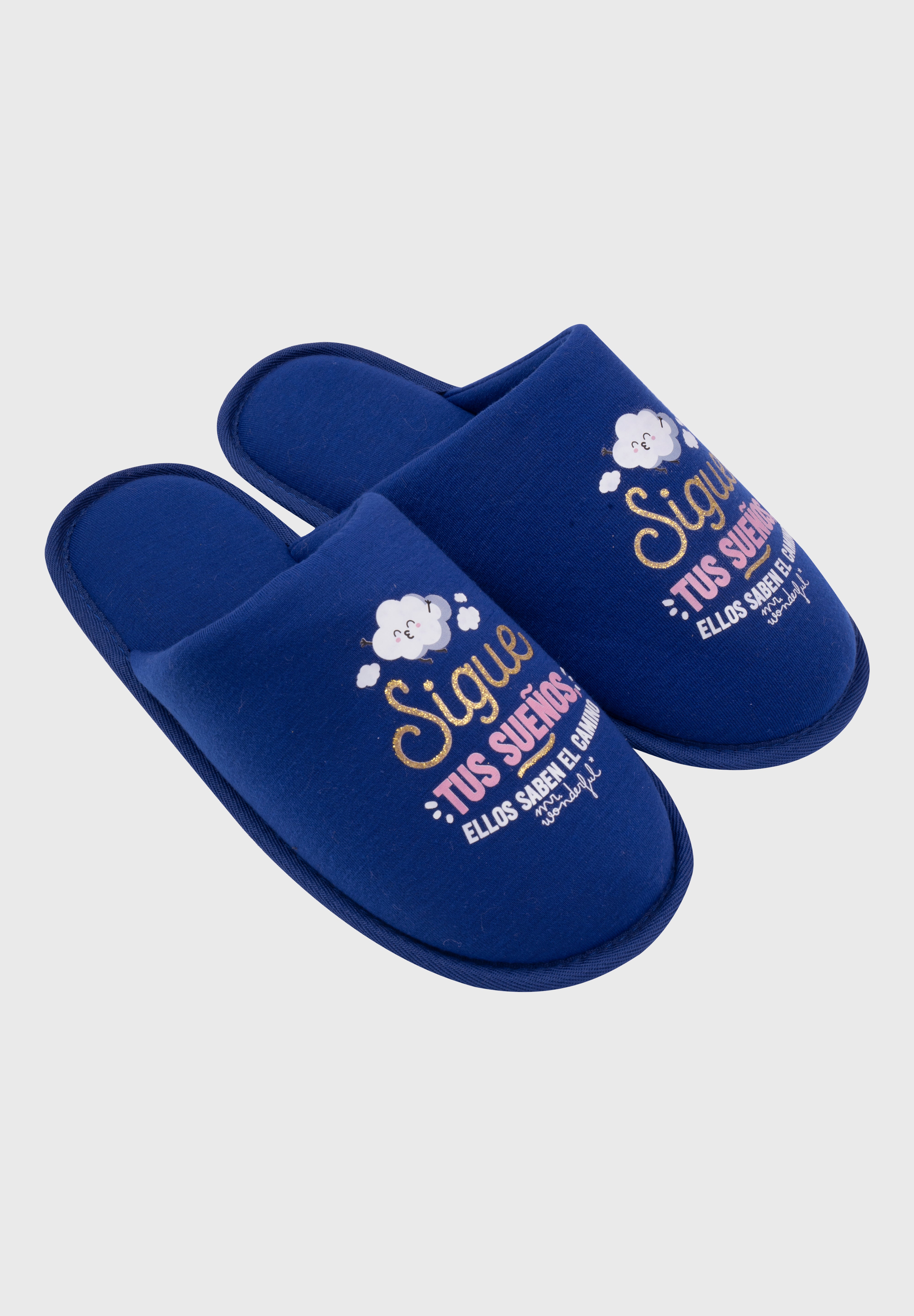 Pantufla Mujer Estampado Azul