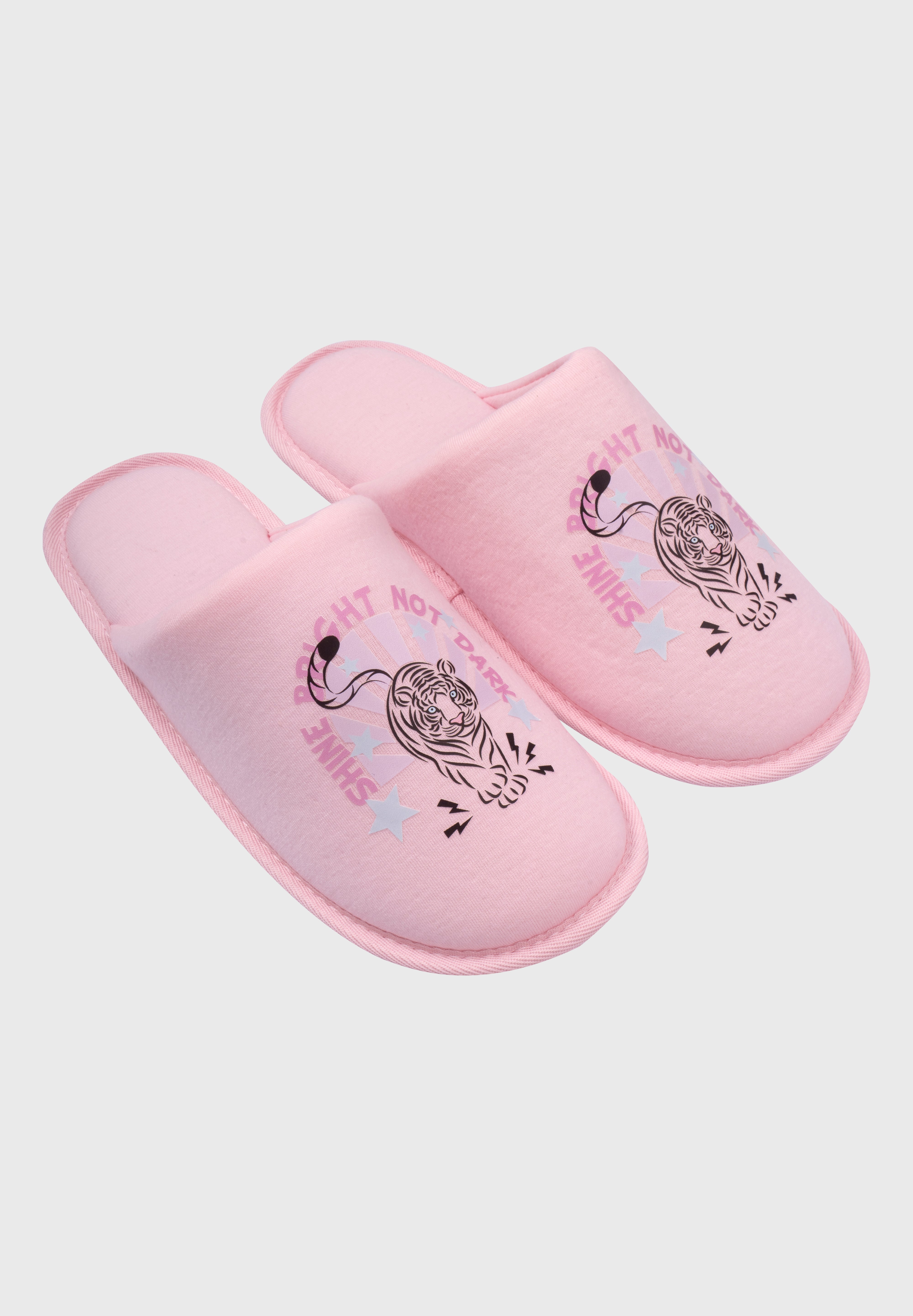 Pantufla Mujer Estampado Rosado