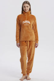 Pijama Mujer Pijama Polera Y Pantalón Naranjo