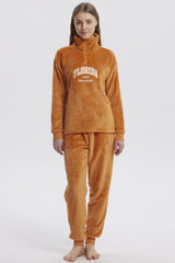 Pijama Mujer Pijama Polera Y Pantalón Naranjo