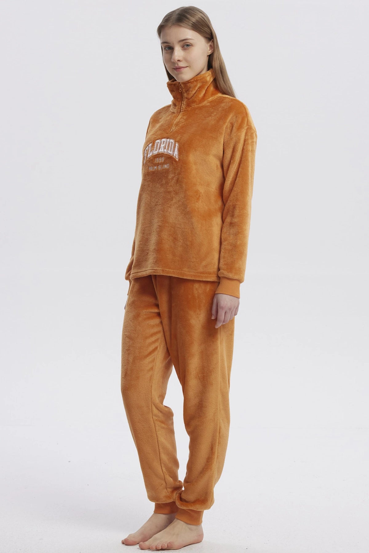 Pijama Mujer Pijama Polera Y Pantalón Naranjo