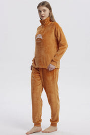 Pijama Mujer Pijama Polera Y Pantalón Naranjo