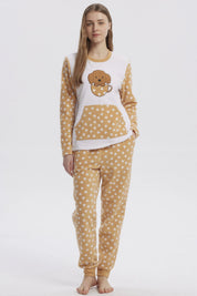 Pijama Mujer Pijama Polera Y Pantalón Beige