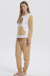 Pijama Mujer Pijama Polera Y Pantalón Beige