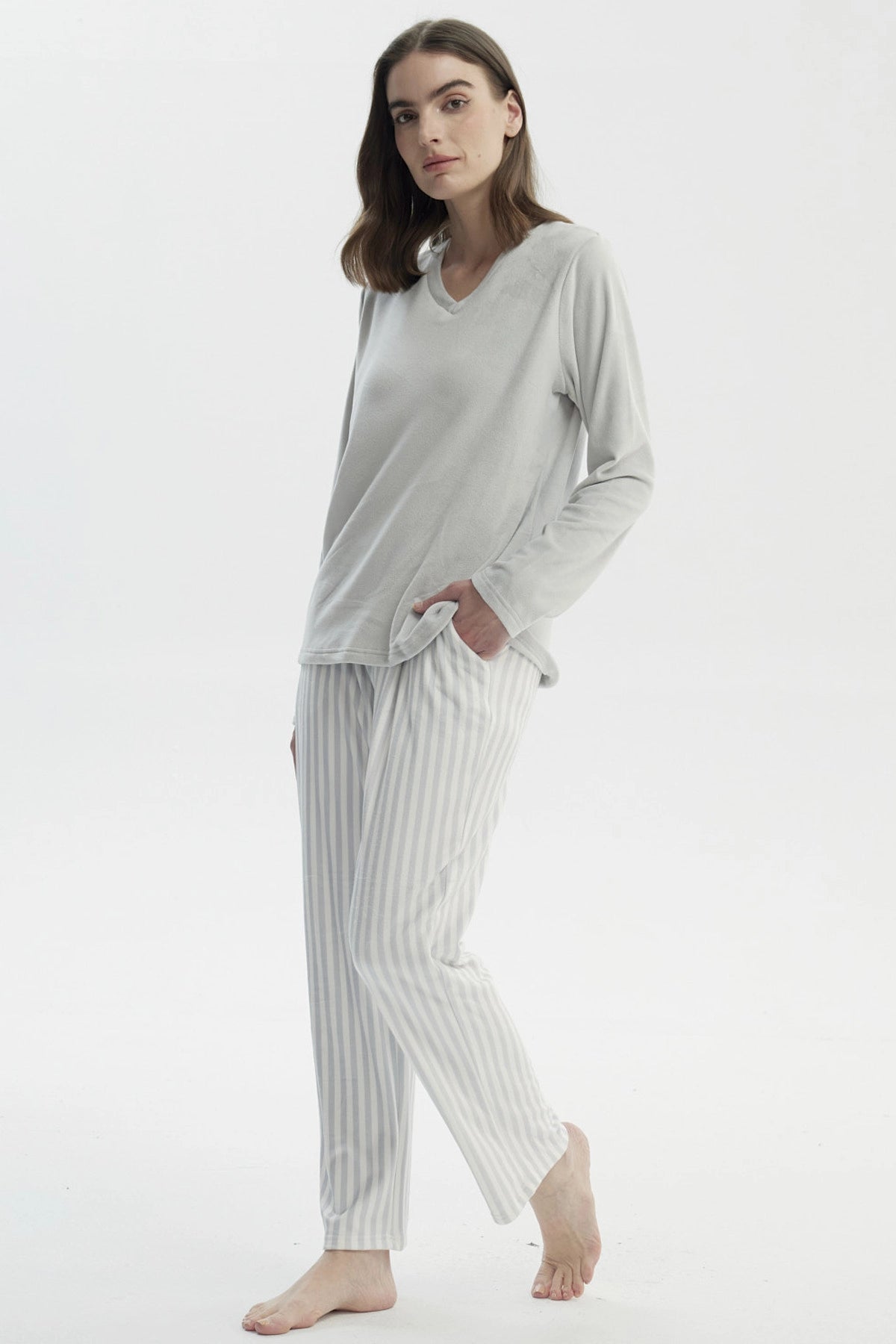 Pijama Mujer Polera Y Pantalón Gris