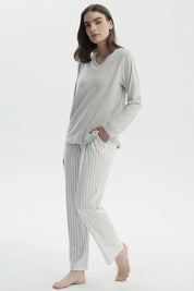 Pijama Mujer Polera Y Pantalón Gris