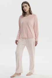 Pijama Mujer Polera Y Pantalón Rosado