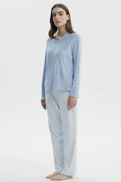 Pijama Mujer Polera Y Pantalón Celeste