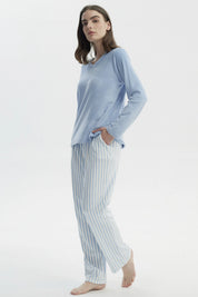 Pijama Mujer Polera Y Pantalón Celeste